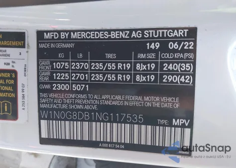 2022 Mercedes-Benz Glc 300 Suv из США, поврежденный, VIN W1N0G8DB1NG117535